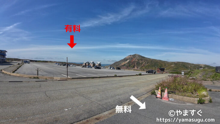 阿蘇山上無料駐車場と有料駐車場