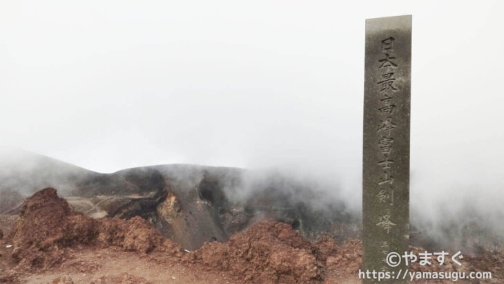 富士山剣が峰の標識