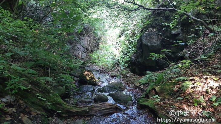 岩櫃山の沢の登山道