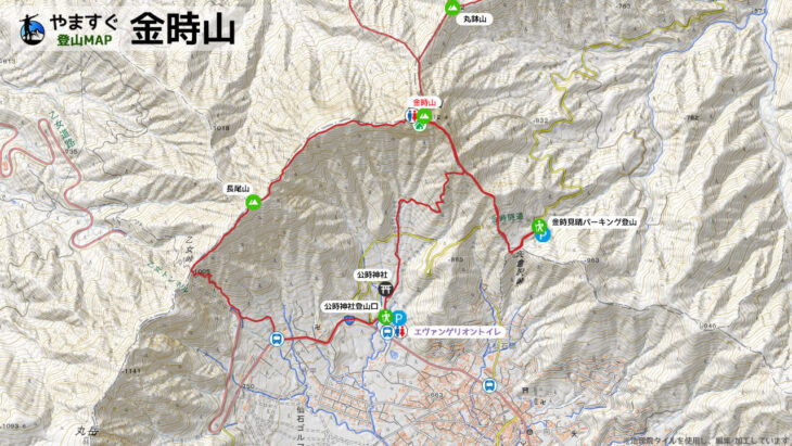 金時山の登山マップ