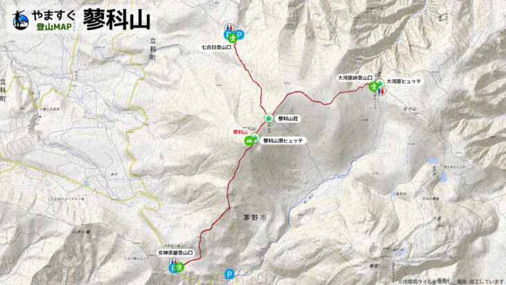 蓼科山の登山マップ